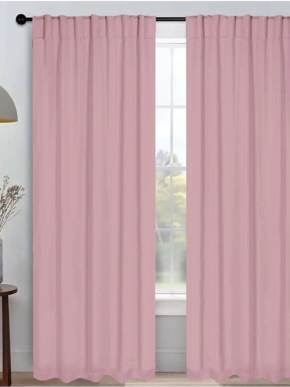 Set of 2 Long Light Pink Curtains